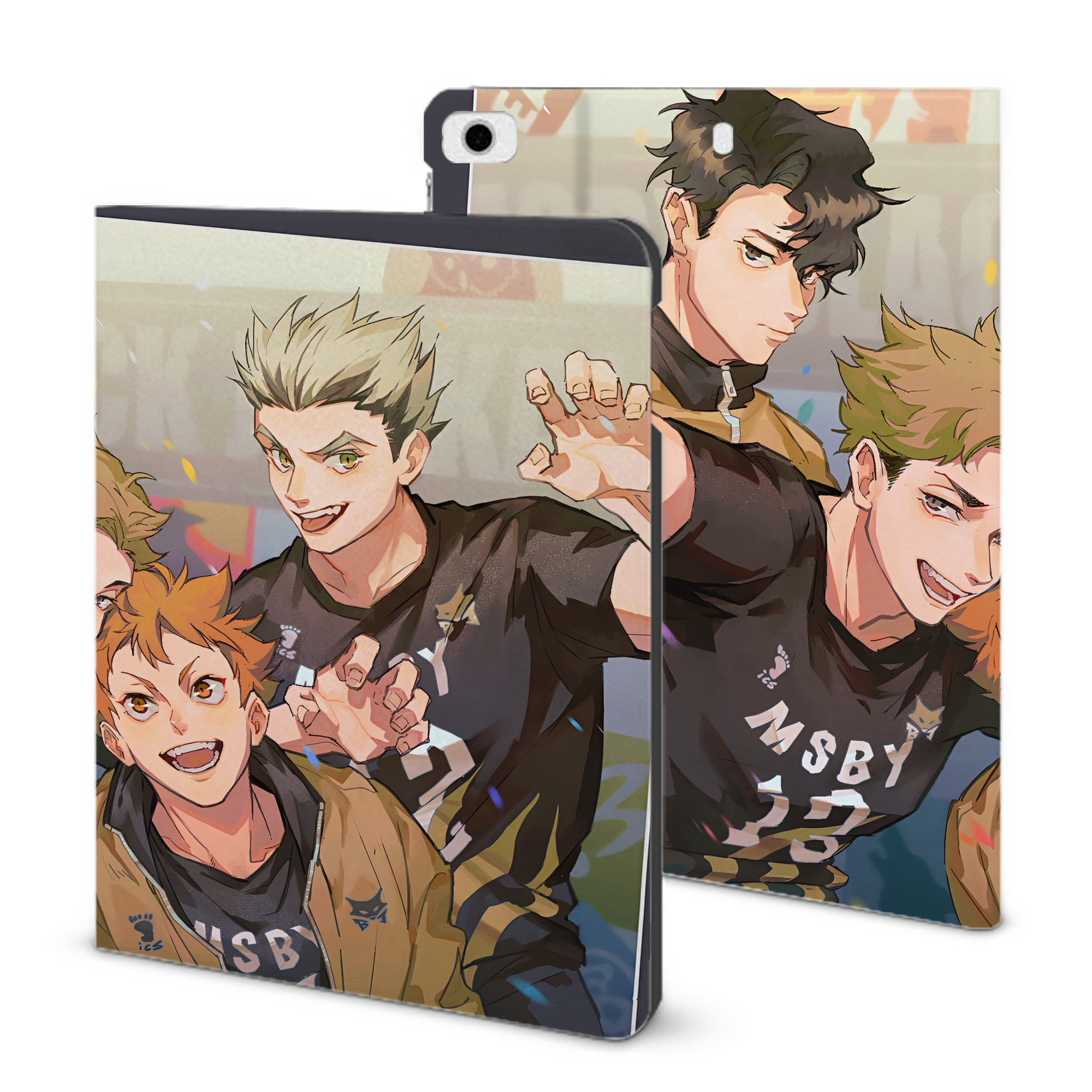 （画像用） ハイキュー!! Haikyu!! IPad ケース ブック型 PUレザー TPU 耐衝撃 軽量 薄型 ペン収納なし 全面保護 IPad 各モデル対応